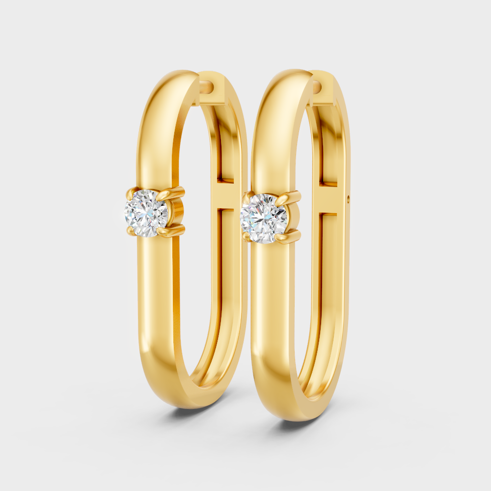 Round-Cut Lab-Grown Diamond Hoop Earrings in 18K Yellow Gold
